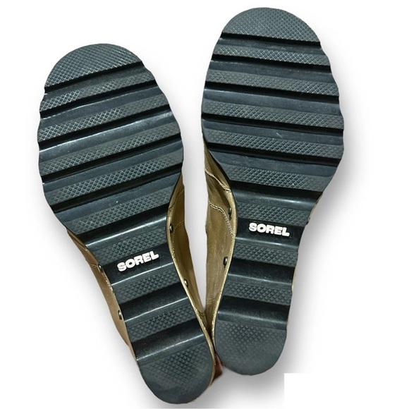 SOREL Joan of Arctic Wedge II Ankle Boots in Ash Brown Leather Sz. 8 - Picture 9 of 12